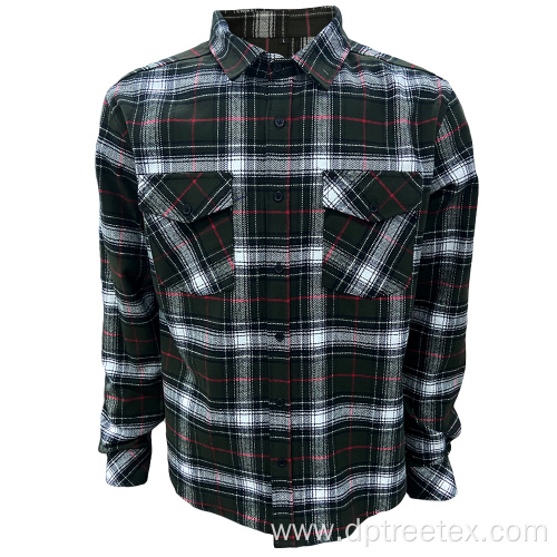 Custom Men Casual Plaid Flannel Shirts For Winter